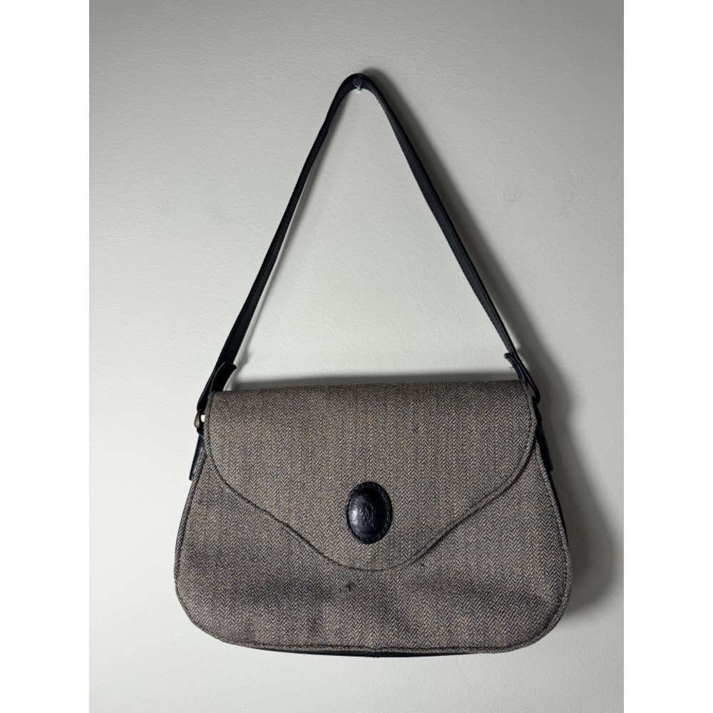 Helen Kaminski Sydney Tweed Leather Flap Shoulder Bag Purse